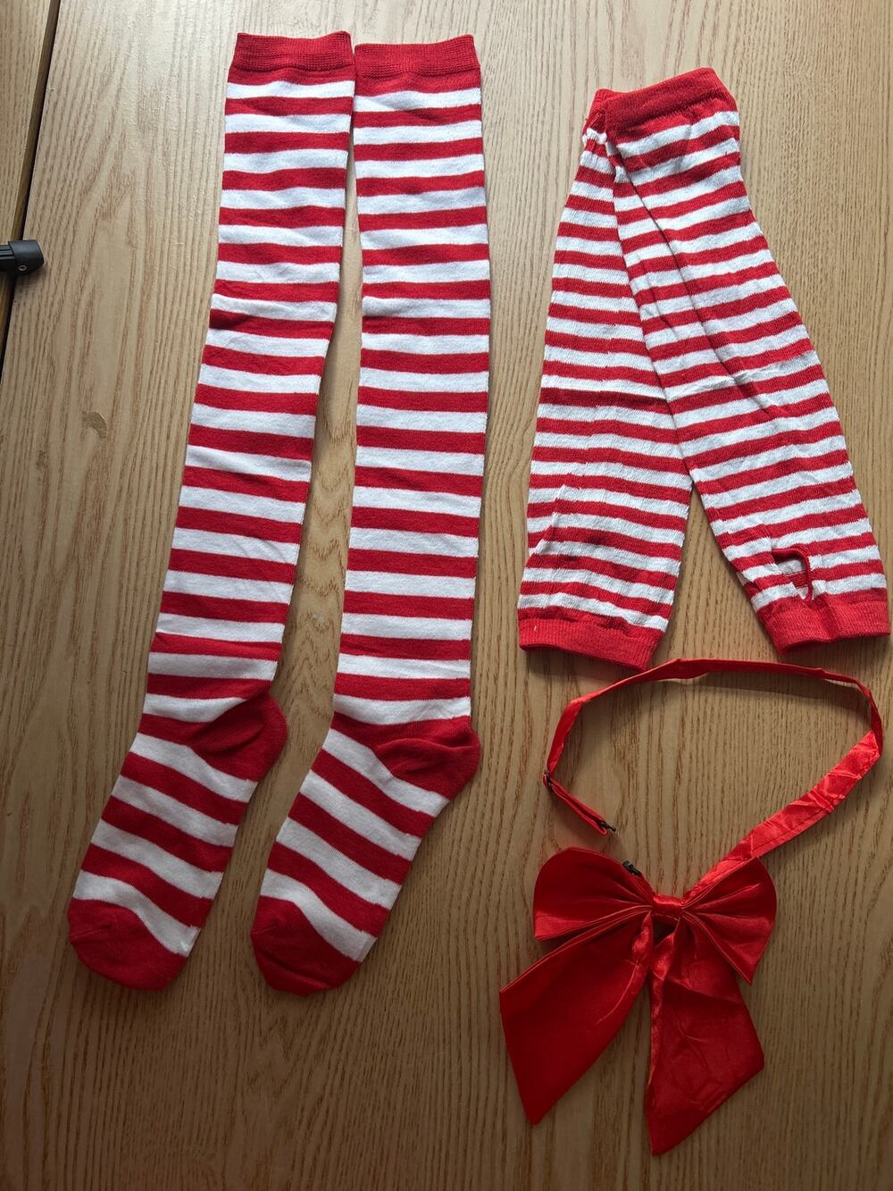 Womens Knee Length Socks Armcovers & Bow Choker Halloween Festivals Parades Xmas